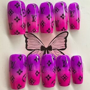 Pink and Purple Designer Nail Set